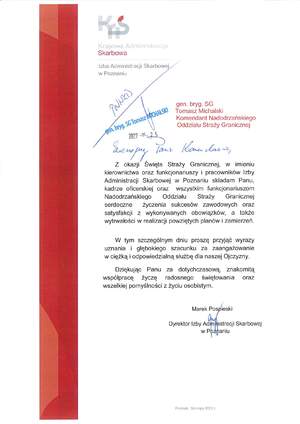 Życzenia skierowane przez Dyrektora Izby Administracji Skarbowej w Poznaniu 