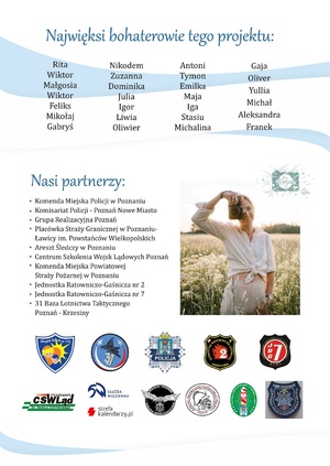 Kalendarz Fundacji Moje Skrzydła przedstawiający dzieci na wydziale onkologicznym poznańskiego szpitala wraz z przedstawicielami różnych służb mundurowychch Kalendarz Fundacji Moje Skrzydła przedstawiający dzieci na wydziale onkologicznym poznańskiego szpitala wraz z przedstawicielami różnych służb mundurowych